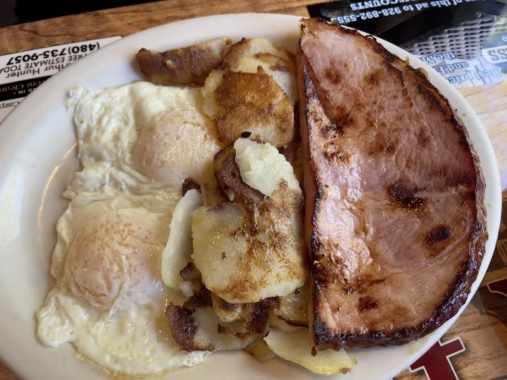 Auntie's Ham Steak & 2 Eggs